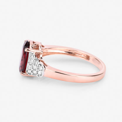 Rhodolite Ring With Diamonds 2.84 Carats 14K Rose Gold