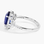 Blue Sapphire Ring With Diamonds 2.96 Carats 18K White Gold
