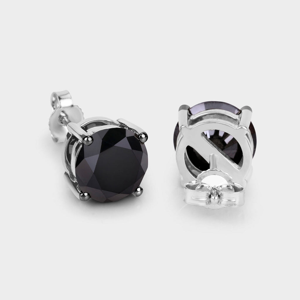 Black Diamond Earrings 4.9 Carats 14K White Gold