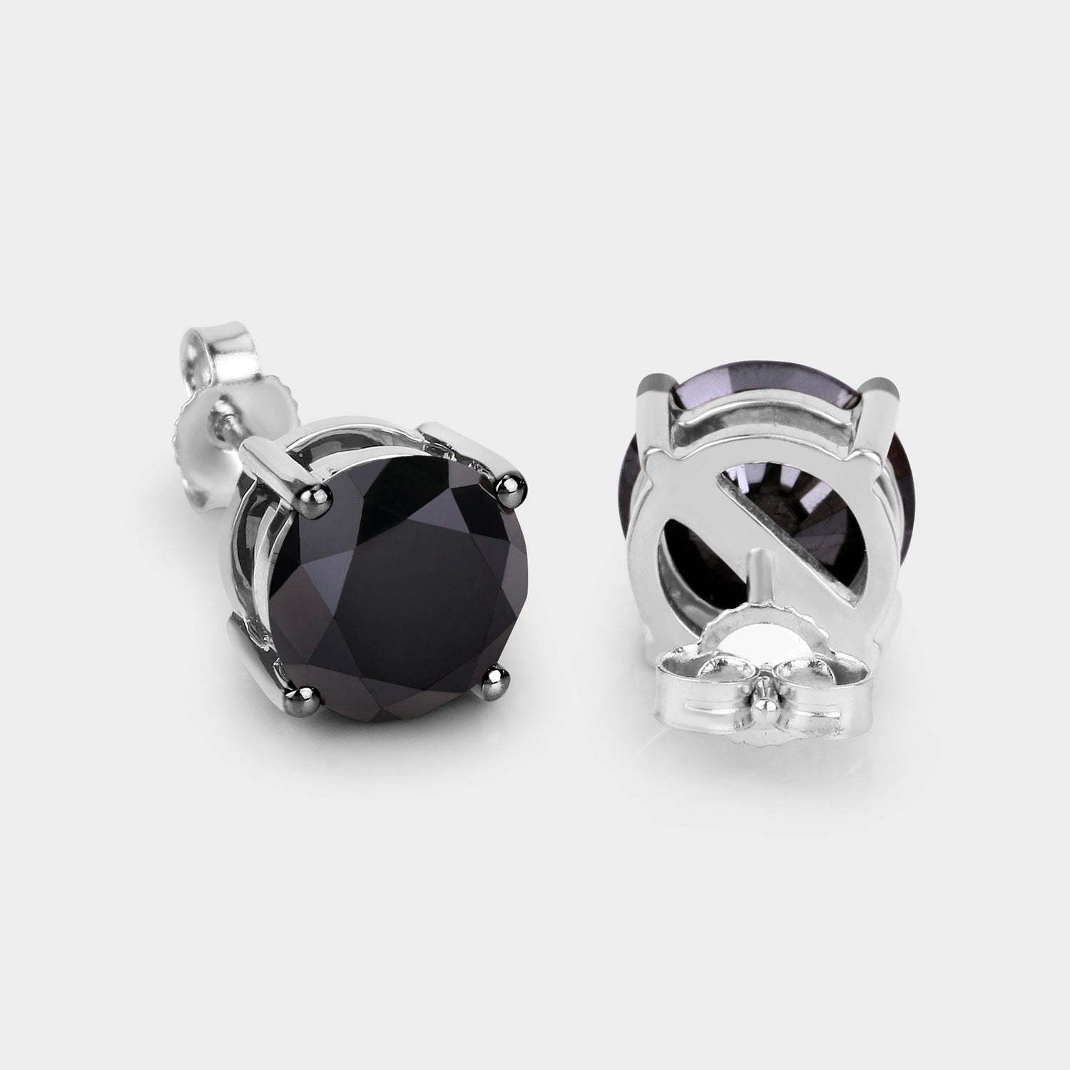 Black Diamond Earrings 4.9 Carats 14K White Gold
