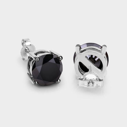 Black Diamond Earrings 4.9 Carats 14K White Gold