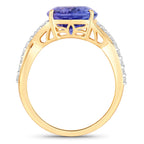 Tanzanite Ring With Diamonds 5.16 Carats 14K Yellow Gold
