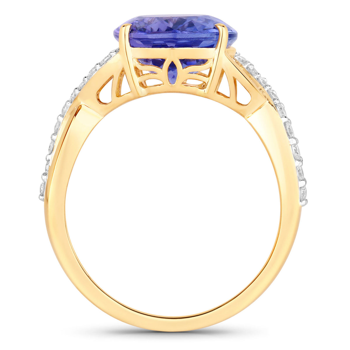 Tanzanite Ring With Diamonds 5.16 Carats 14K Yellow Gold