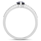 Blue Sapphire Ring With Diamonds 1.46 Carats 14K White Gold