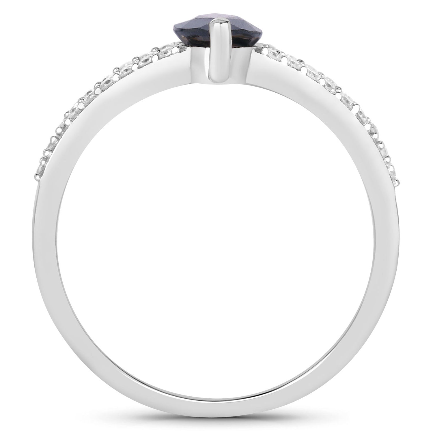 Blue Sapphire Ring With Diamonds 1.46 Carats 14K White Gold