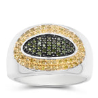 Green Diamond Ring With Yellow Diamond 0.36 Carats Sterling Silver