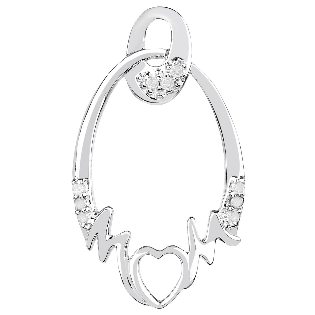Diamond Heart Pendant 0.12 Carats Sterling Silver