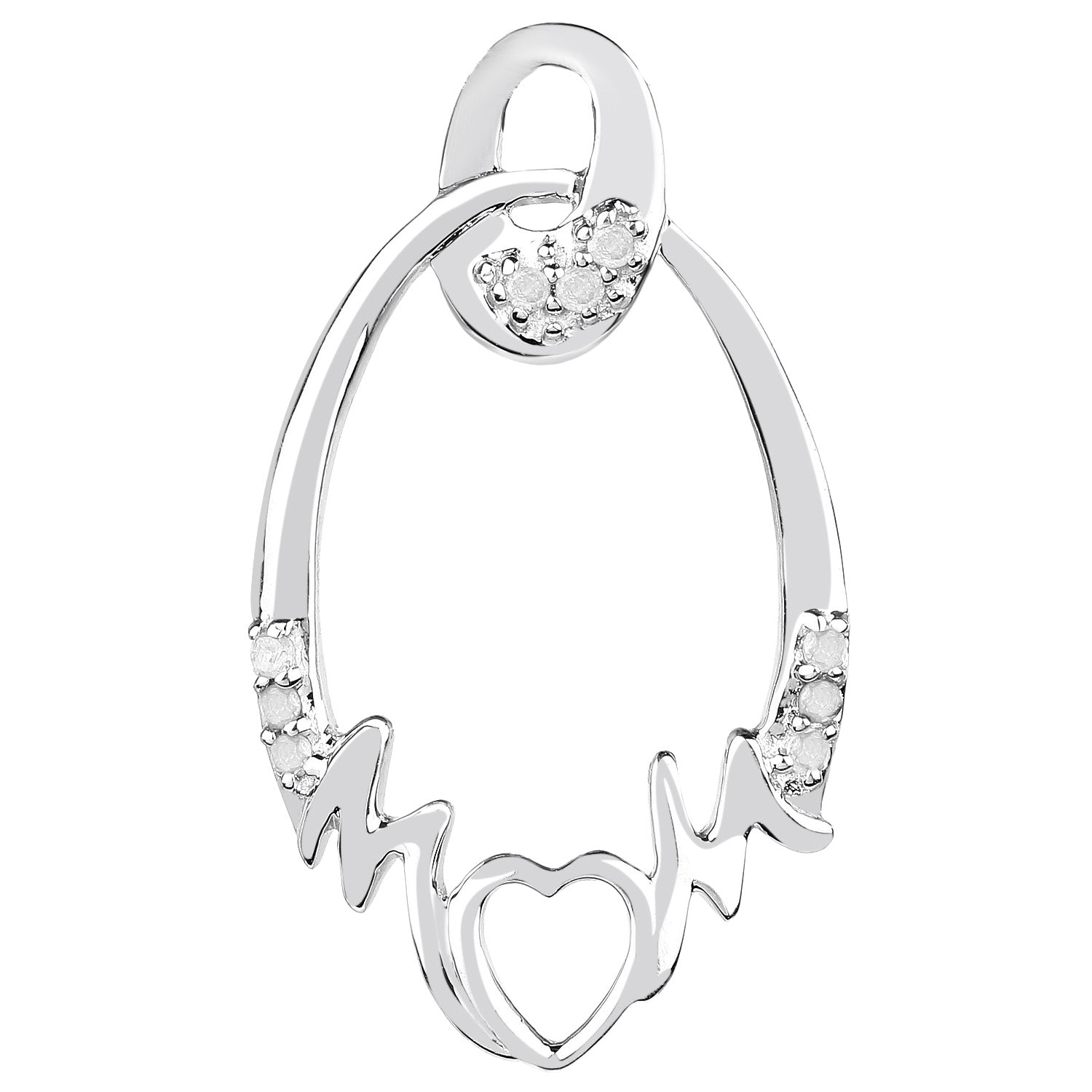 Diamond Heart Pendant 0.12 Carats Sterling Silver