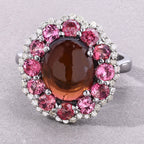 Multicolor Tourmaline Ring With Diamonds 5.72 Carats Sterling Silver
