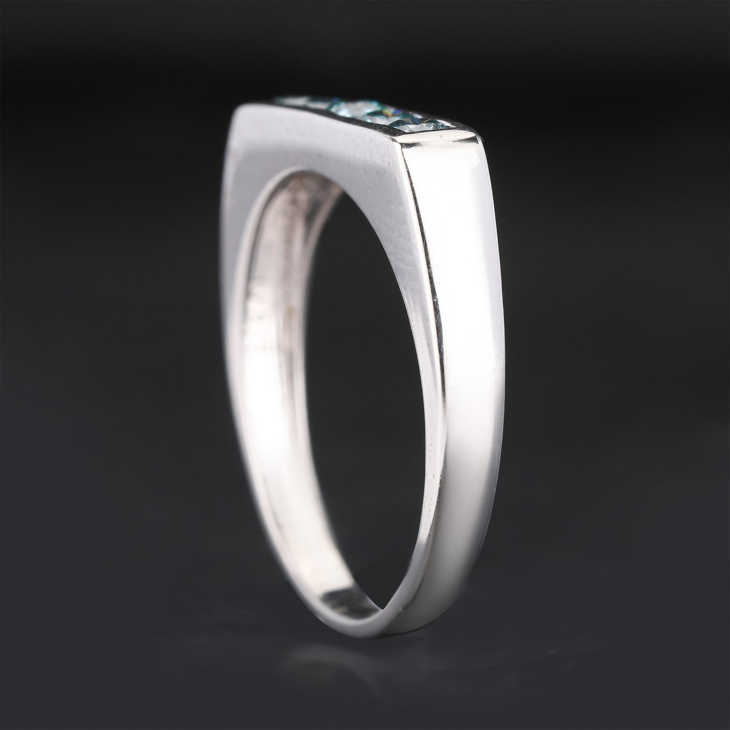 Blue Diamond Ring 0.35 Carats 9K White Gold