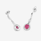 Natural Ruby Earrings With Diamonds 0.66 Carats 14K White Gold