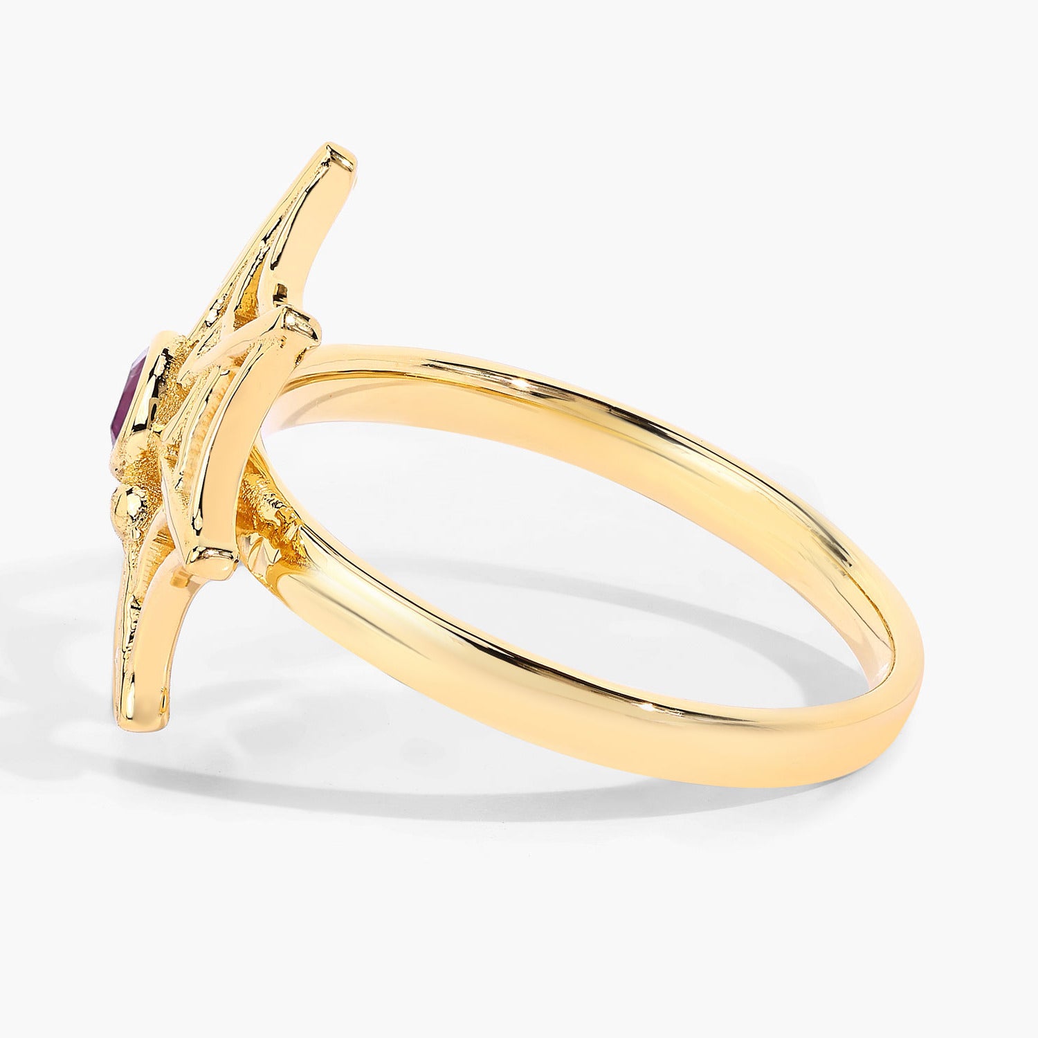 Ruby Spider Web Ring 0.12 Carats Gold Plated Silver