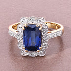Blue Sapphire Ring With Diamonds 3.16 Carats 18K Yellow Gold