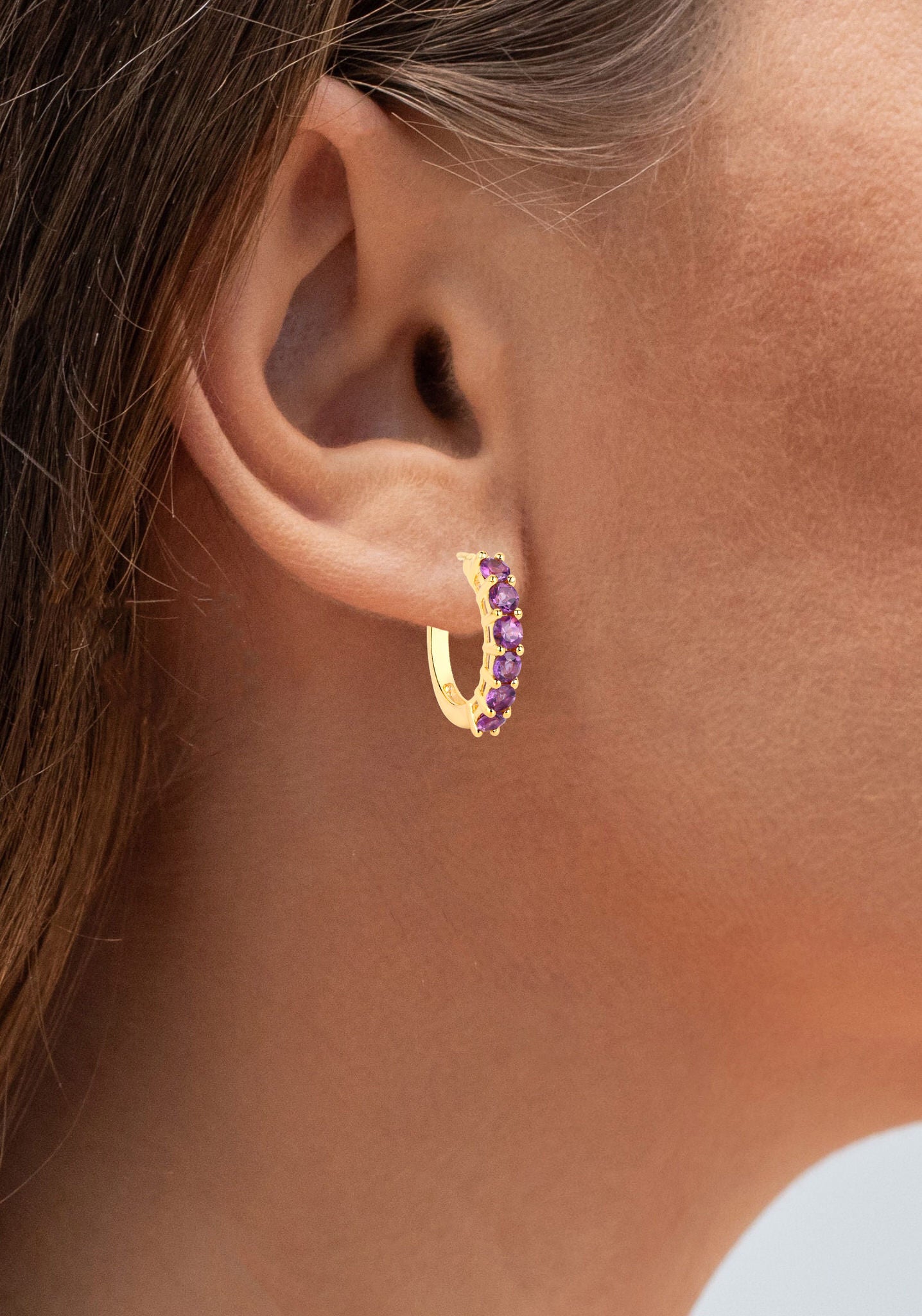 Amethyst Earrings 1.18 Carats Gold Plated Silver