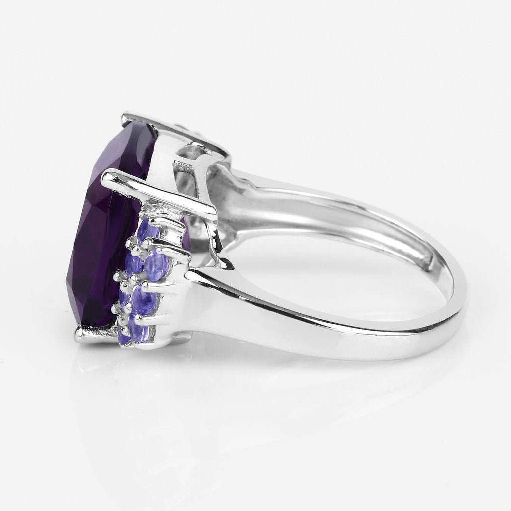 Amethyst Ring With Tanzanite 6.32 Carats Sterling Silver