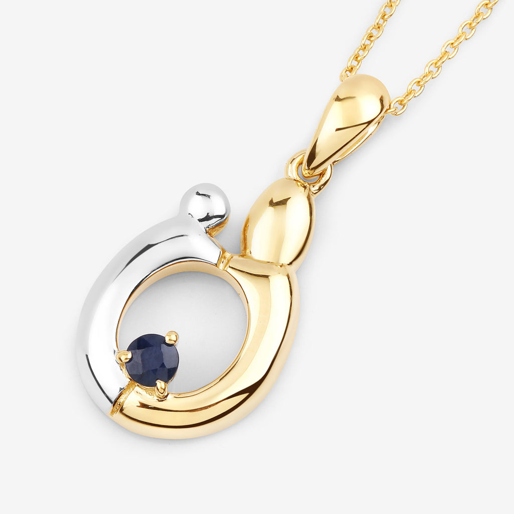 Blue Sapphire Pendant 0.18 Carats Gold Plated Silver