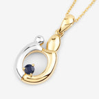 Blue Sapphire Pendant 0.18 Carats Gold Plated Silver