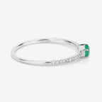 Zambian Emerald Ring With Diamonds 0.14 Carats 14K White Gold
