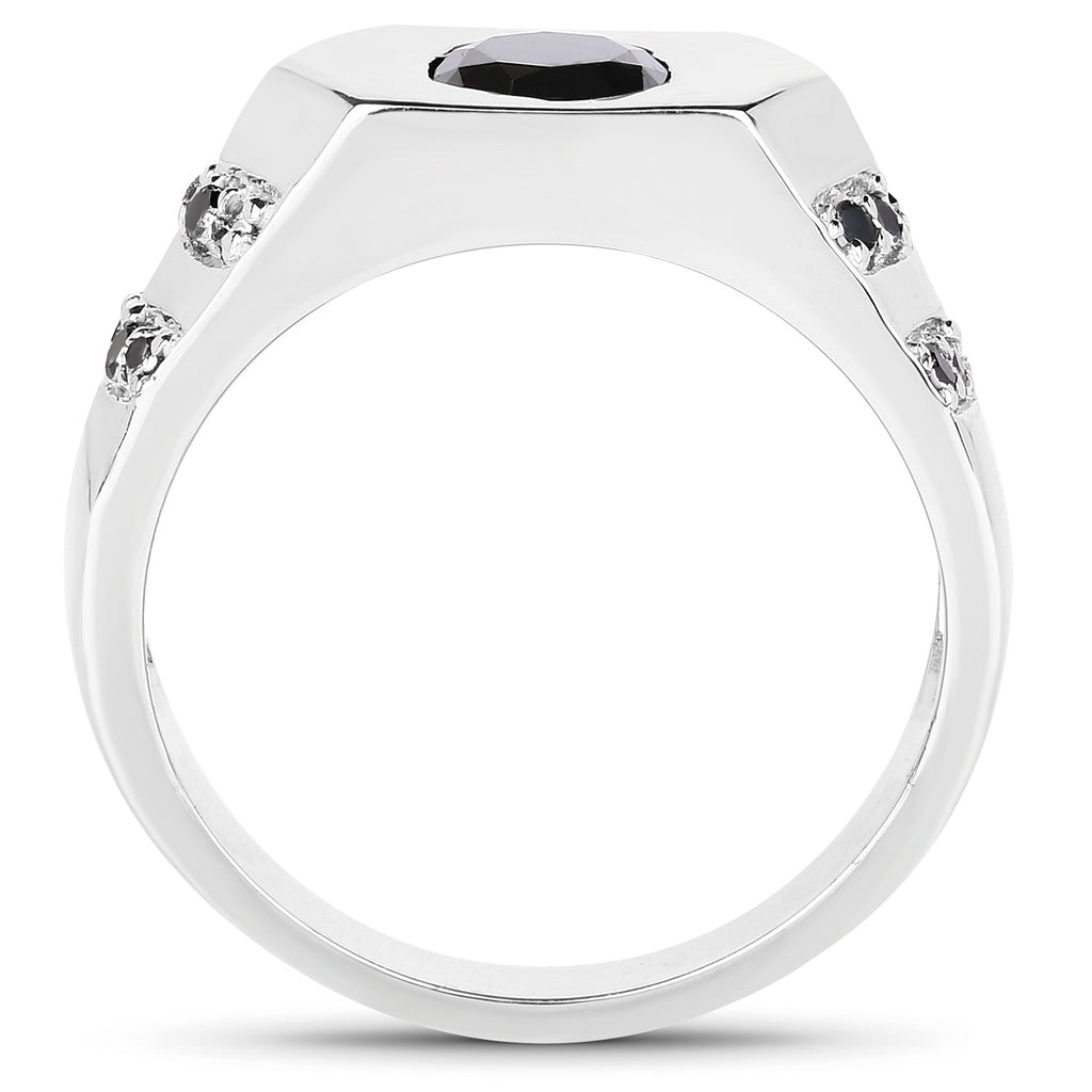 Black Diamond Ring 1.5 Carats Sterling Silver
