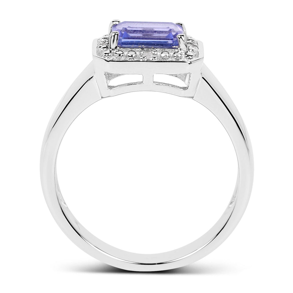 Tanzanite Ring With White Topaz 1.1 Carats Sterling Silver