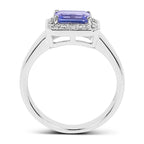 Tanzanite Ring With White Topaz 1.1 Carats Sterling Silver