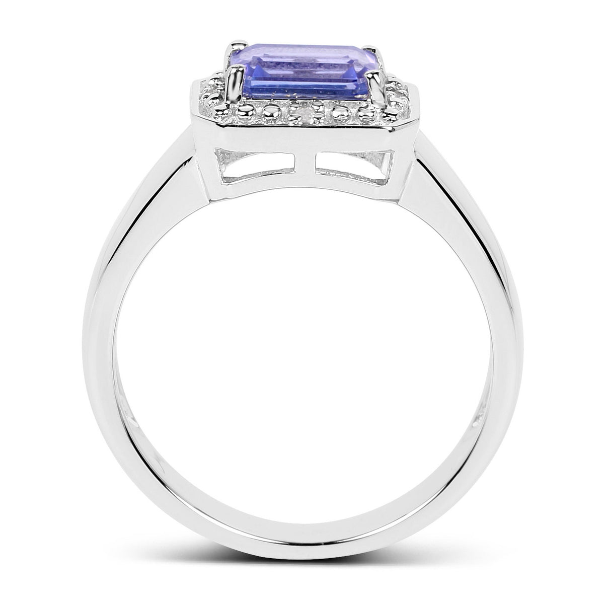 Tanzanite Ring With White Topaz 1.1 Carats Sterling Silver