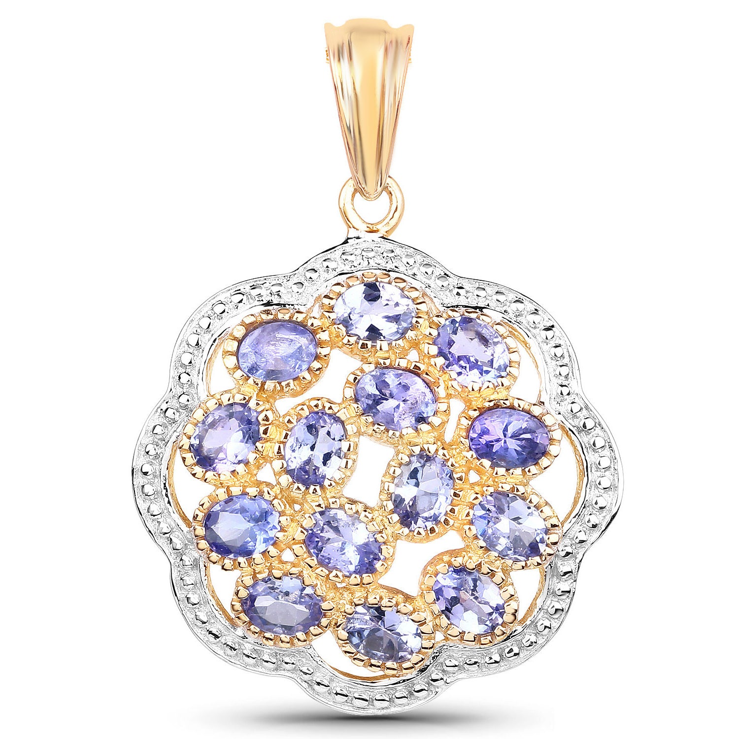 Tanzanite Pendant 2.36 Carats Gold Plated Silver