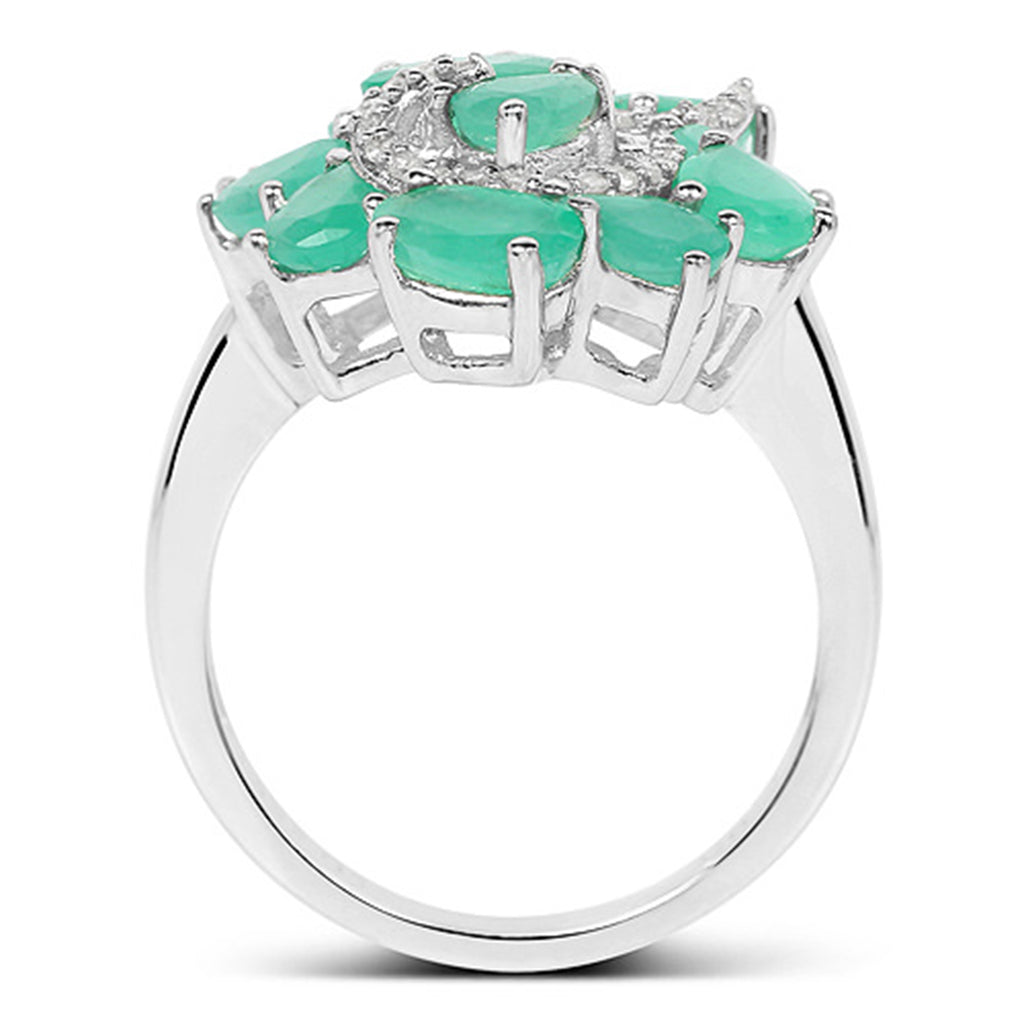 Emerald Ring With Diamonds 3.46 Carats Sterling Silver