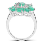 Emerald Ring With Diamonds 3.46 Carats Sterling Silver