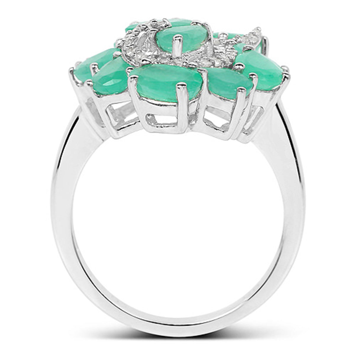 Emerald Ring With Diamonds 3.46 Carats Sterling Silver