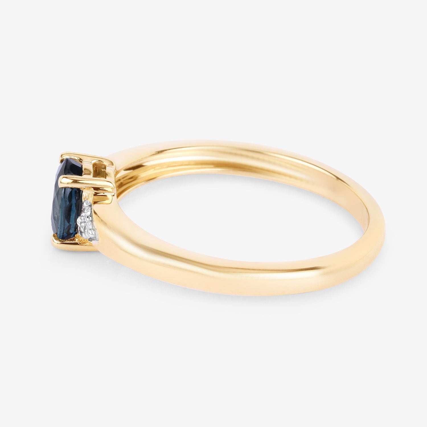 Blue Sapphire Ring With Diamonds 0.8 Carats 14K Yellow Gold