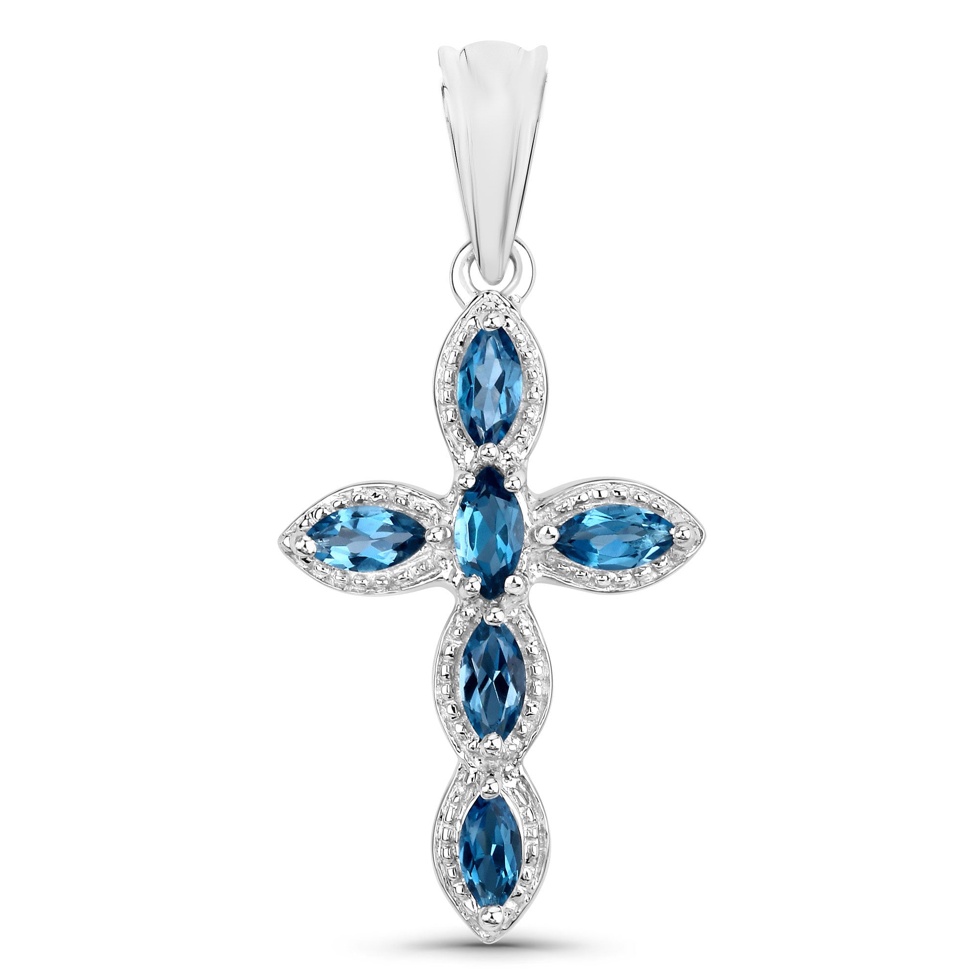 London Blue Topaz Pendant 1 Carats Sterling Silver