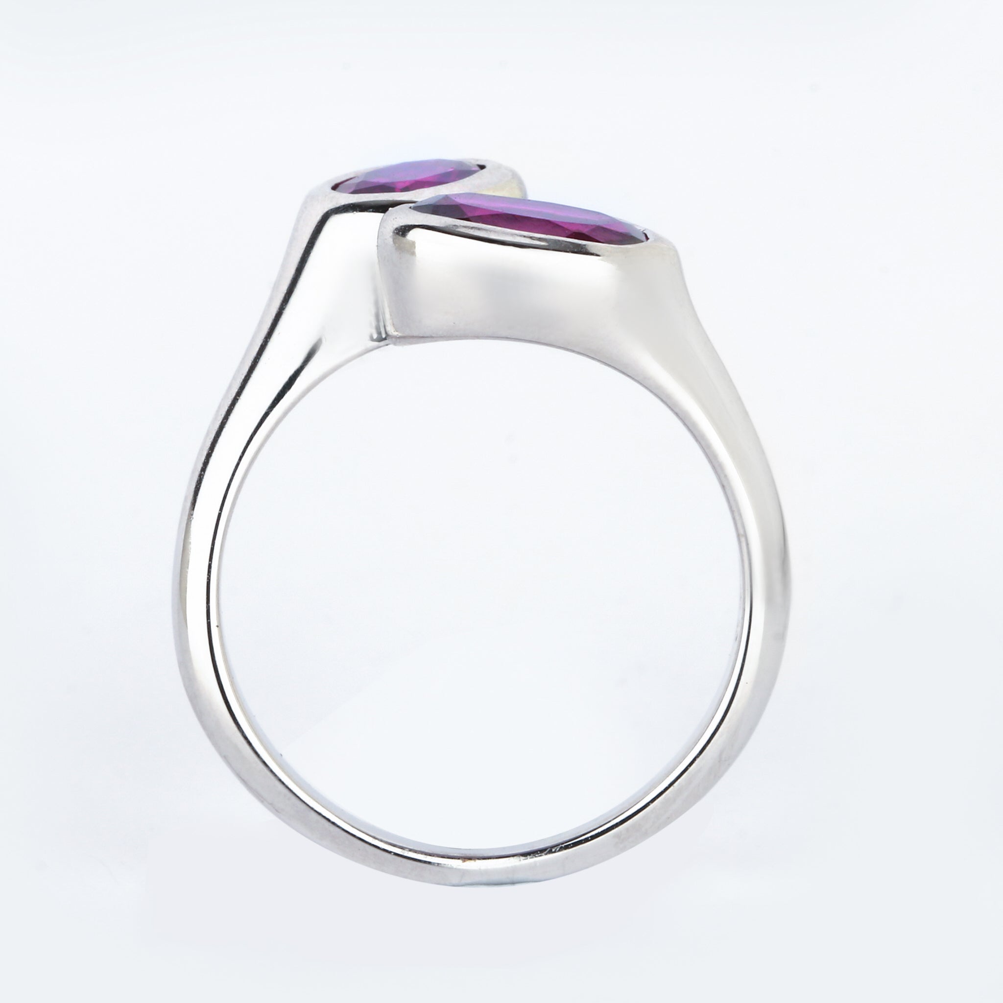 Purple Garnet Ring 2 Carats Sterling Silver