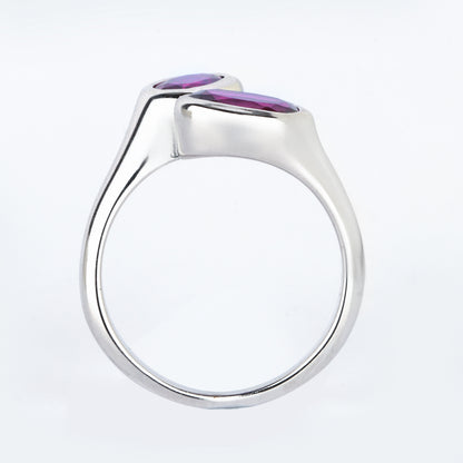 Purple Garnet Ring 2 Carats Sterling Silver