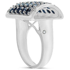 Blue Sapphire Ring With Diamonds 3.49 Carats Sterling Silver