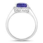 Tanzanite Heart Ring With Diamonds 2.86 Carats 14K White Gold