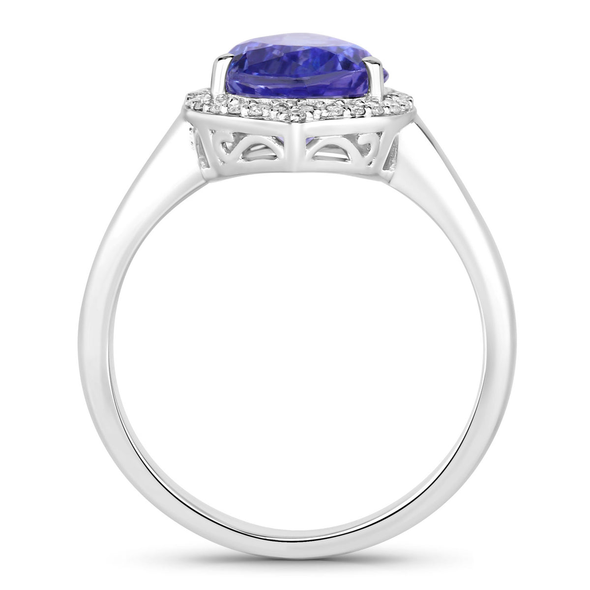 Tanzanite Heart Ring With Diamonds 2.86 Carats 14K White Gold