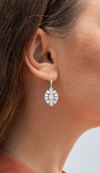 Aquamarine Dangle Earrings White Topaz 2.9 Carats Sterling Silver