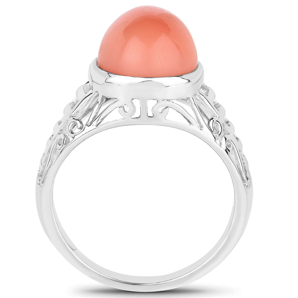 Peach Moonstone Ring 5.98 Carats Sterling Silver