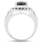 Labradorite Ring With Blue Sapphire 3.52 Carats Sterling Silver