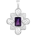 Amethyst Flower Pendant 7.78 Carats Sterling Silver