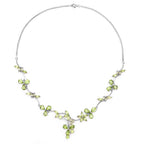 Peridot Flower Necklace 17.1 Carats Sterling Silver