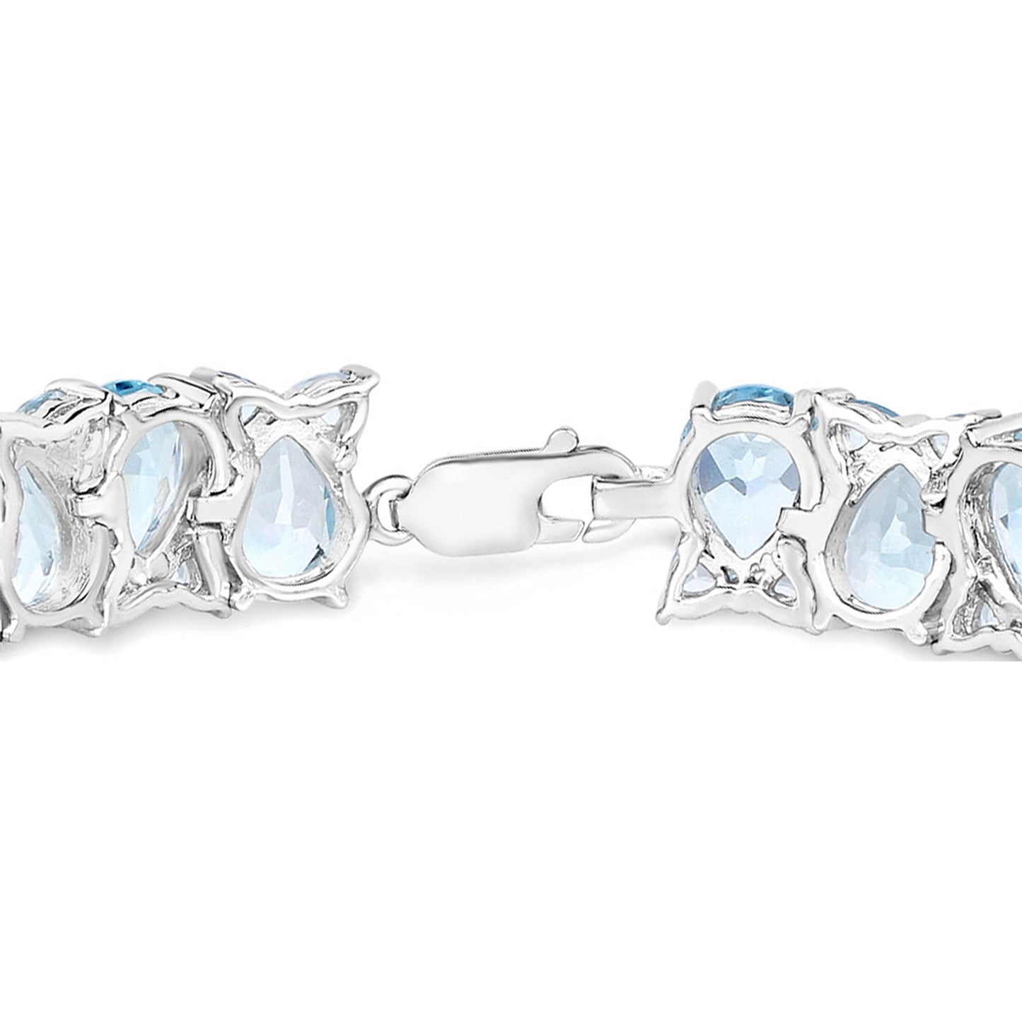 Blue Topaz Tennis Bracelet 58.76 Carats Rhodium Plated Sterling Silver