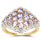 Tanzanite Ring 1.58 Carats Gold Plated Silver