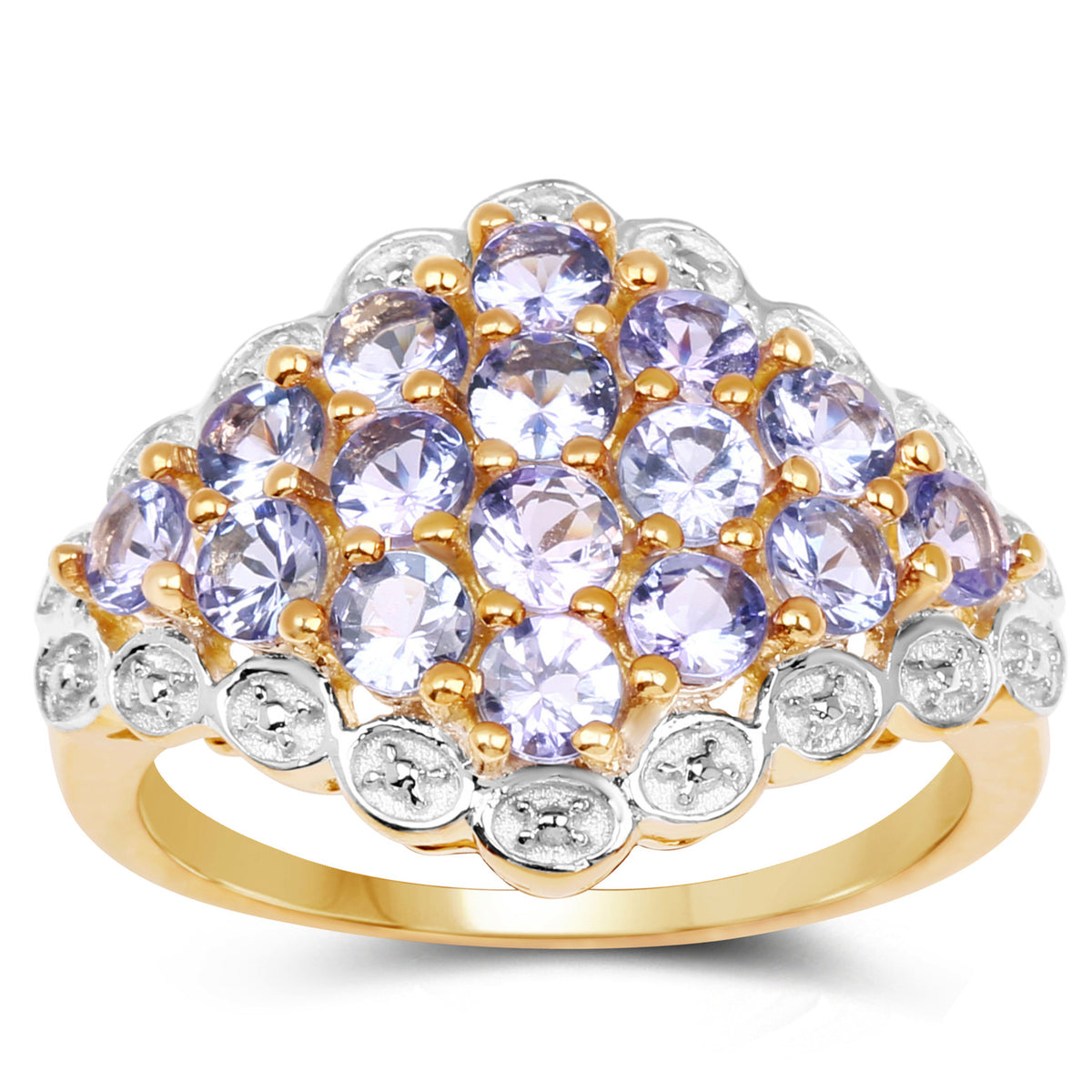 Tanzanite Ring 1.58 Carats Gold Plated Silver