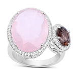 Multicolor Quartz Ring With White Topaz 8.22 Carats Sterling Silver