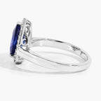 Blue Sapphire Ring With Diamonds 2.1 Carats 18K White Gold