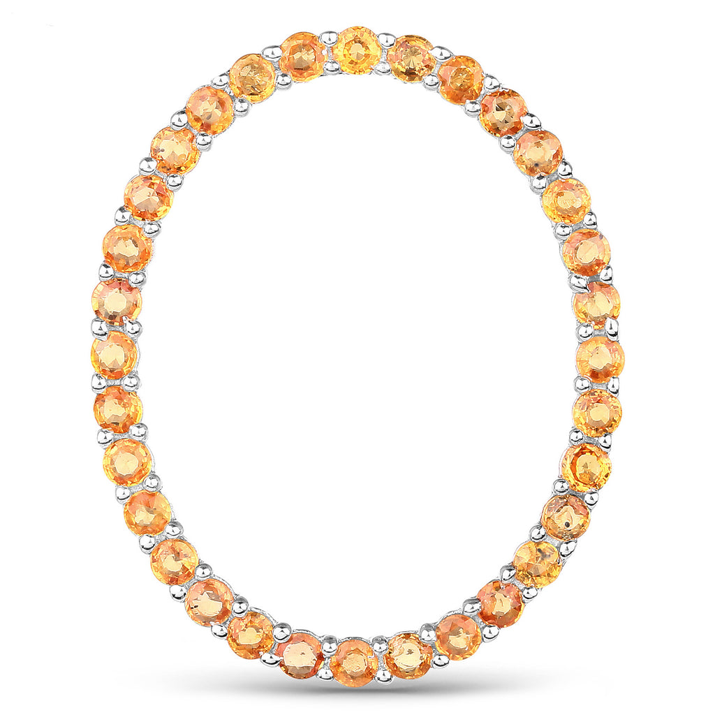 Orange Sapphire Pendant 2.86 Carats Sterling Silver