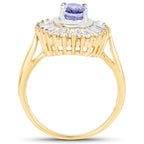 Tanzanite Ring With White Topaz 2.12 Carats Gold Plated Silver