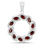 Garnet Pendant With White Topaz 2.3 Carats Sterling Silver